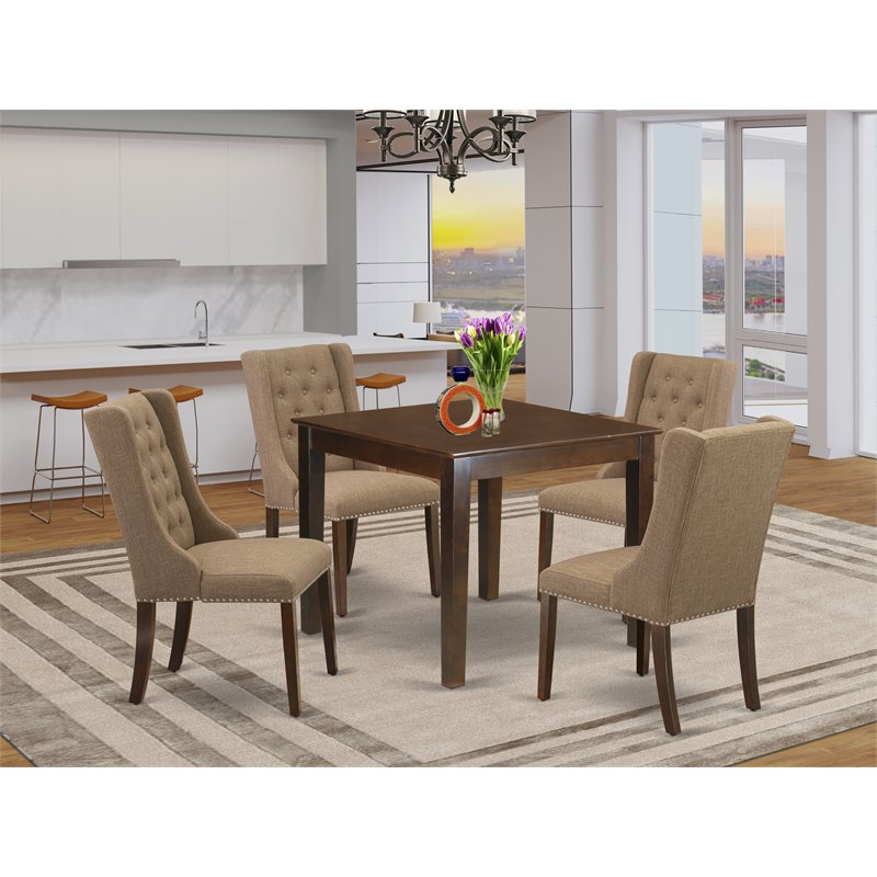 Pemberly Row 5-Piece Wood Dining Set in Mahogany and Light Sable