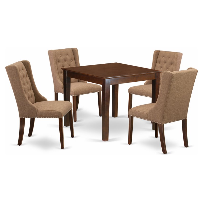 Pemberly Row 5-Piece Wood Dining Set in Mahogany and Light Sable