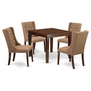 Pemberly Row 5-Piece Wood Dining Set in Mahogany and Light Sable