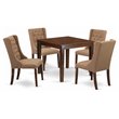 Pemberly Row 5-Piece Wood Dining Set in Mahogany and Light Sable