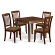 Pemberly Row 5-Piece Wood Dining Set with Linen Seats in Mahogany