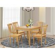 Pemberly Row 5-Piece Wood Dining Set with Slat-Back Chairs in Oak
