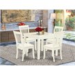 Pemberly Row 5-Piece Wood Dining Set in Linen White with Cushioned Chairs
