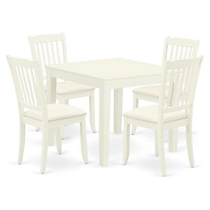 Pemberly Row 5-Piece Wood Dining Set in Linen White with Cushioned Chairs