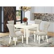 Pemberly Row 5-Piece Wood Kitchen Set with Parson Chairs in Linen White