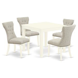 Pemberly Row 5-Piece Wood Kitchen Set with Parson Chairs in Linen White