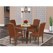 Pemberly Row 5-Piece Wood Dining Table Set in Mahogany Finish