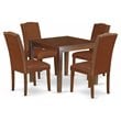 Pemberly Row 5-Piece Wood Dining Table Set in Mahogany Finish