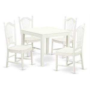 Pemberly Row 5-Piece Wood Kitchen Table Set in Linen White Finish