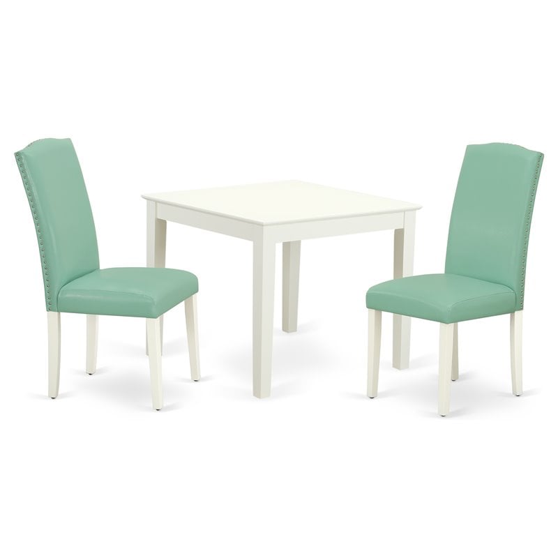 Pemberly Row 3-Piece Wood Dining Set in Linen White and Pond