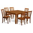Pemberly Row 7-Piece Square Dining Table Set in Saddle Brown