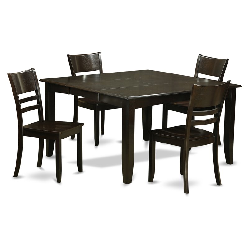 Pemberly Row 5-Piece Wood Dining Set with Leaf Extension in Cappuccino