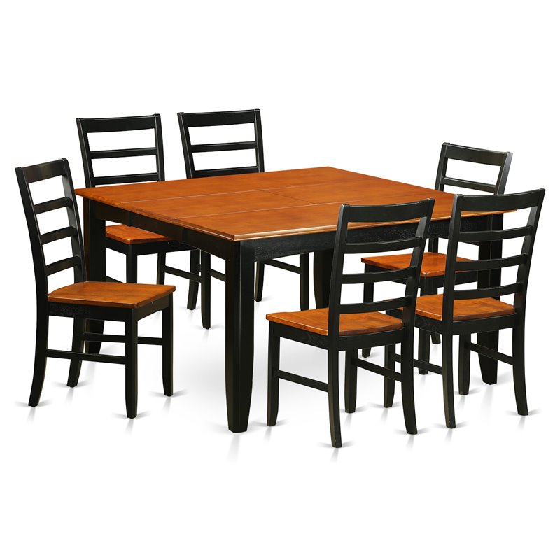 Pemberly Row 7-Piece Wood Dining Table Set in Black and Cherry