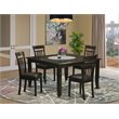 Pemberly Row 5-Piece Wood Dining Set with Square Table in Cappuccino