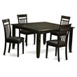 Pemberly Row 5-Piece Wood Dining Set with Square Table in Cappuccino