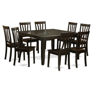 Pemberly Row 9-Piece Rubberwood Dining Set with 18 in Leaf in Cappuccino