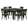 Pemberly Row 7-Piece Dining Set with Ladder Back Chairs in Cappuccino