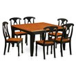 Pemberly Row 7-Piece Wood Dining Set with Wood Seat Chairs in Black/Cherry