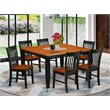 Pemberly Row 7-Piece Kitchen Table and Chairs Set in Black and Cherry