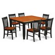 Pemberly Row 7-Piece Kitchen Table and Chairs Set in Black and Cherry