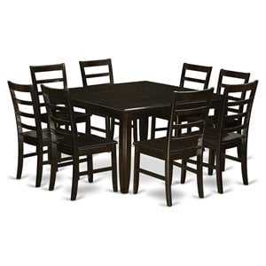 Pemberly Row 9-Piece Rubberwood Dining Set with Ladder Back Chairs