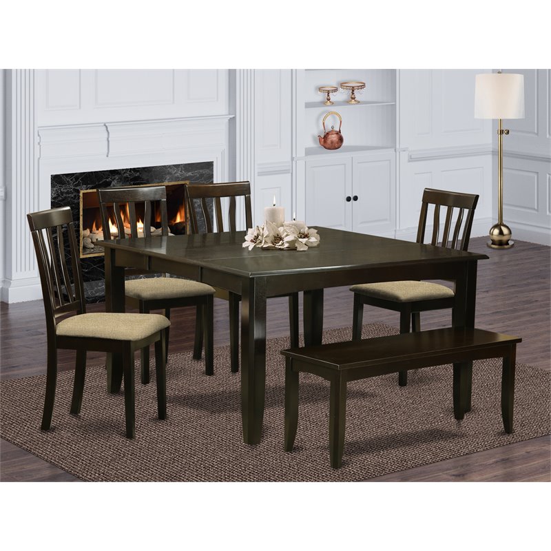 Pemberly Row 6-Piece Wood Dining Room Set in Cappuccino Finish