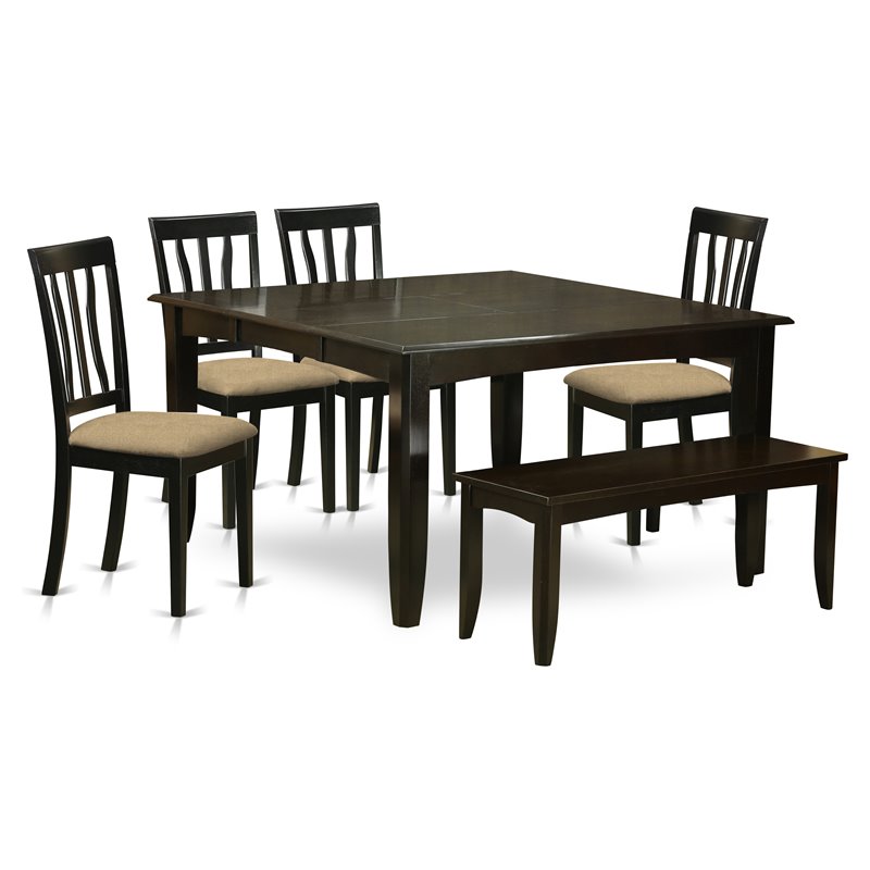 Pemberly Row 6-Piece Wood Dining Room Set in Cappuccino Finish