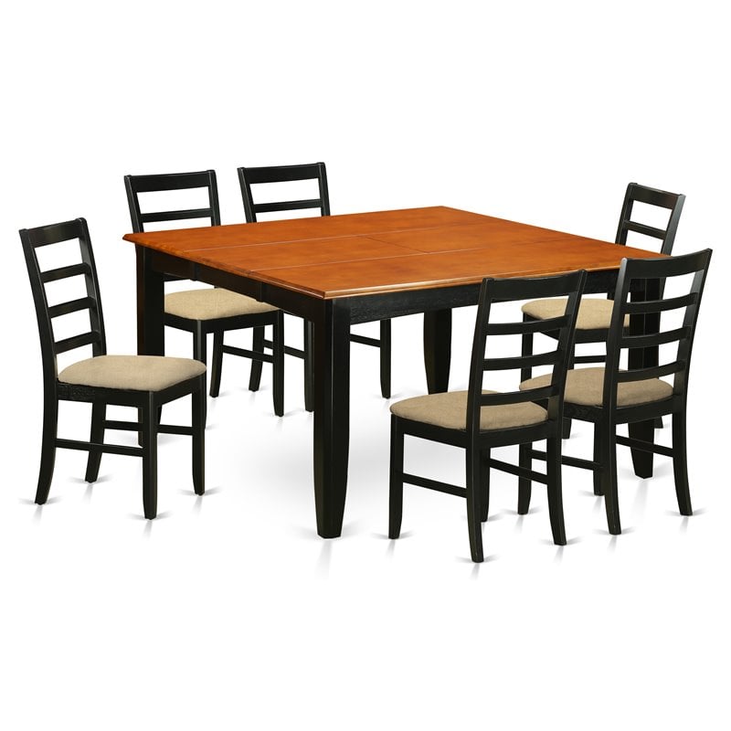 Pemberly Row 7-Piece Dining Set with Butterfly Leaf in Black and Cherry
