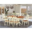 Pemberly Row 9-Piece Asian Wood Kitchen Set in Buttermilk/Cherry