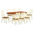 Pemberly Row 9-Piece Asian Wood Kitchen Set in Buttermilk/Cherry
