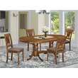 Pemberly Row 5-Piece Wood Dining Set with Oval Table in Saddle Brown