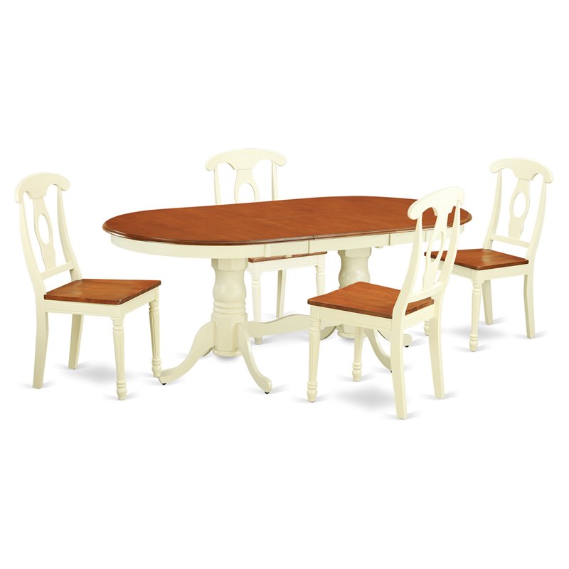 Pemberly Row 5-Piece Wood Kitchen Set in Buttermilk & Cherry