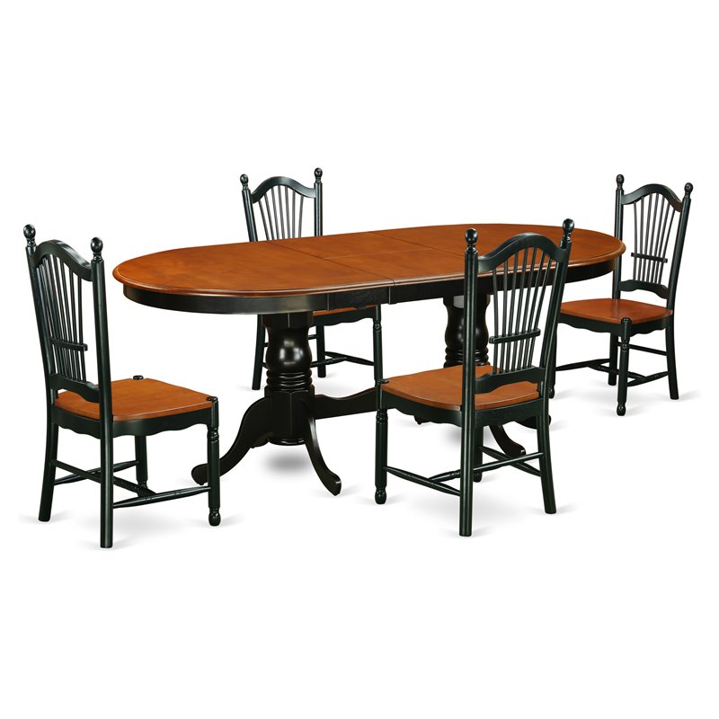 Pemberly Row 5-Piece Dining Set in Asian Wood with Black Cherry Finish