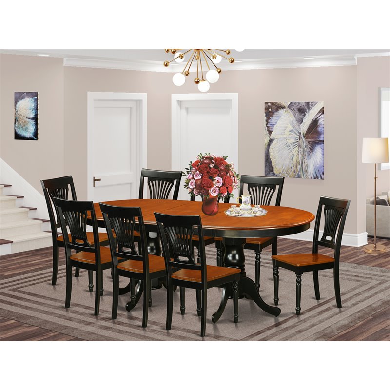 Pemberly Row 9-Piece Wood Dining Set with Black and Cherry Finish