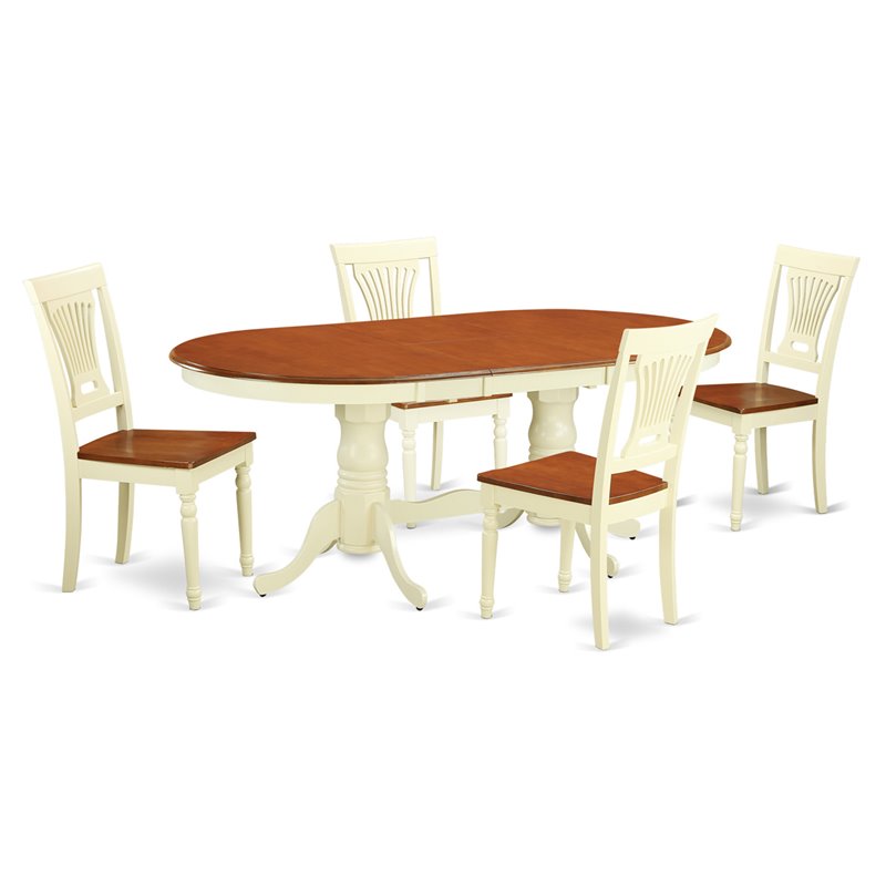 Pemberly Row 5-Piece Wood Dining Table Set in Buttermilk/Cherry Finish