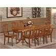 Pemberly Row 9-Piece Asian Wood Dining Table Set in Saddle Brown Finish
