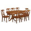 Pemberly Row 9-Piece Asian Wood Dining Table Set in Saddle Brown Finish