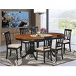 Pemberly Row 7-Piece Dining Set with Linen Chairs in Black & Cherry