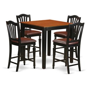 Pemberly Row 5-Piece Wood Dining Table Set in Black and Cherry