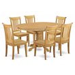 Pemberly Row 7-Piece Round-Oval Wood Dining Set with Oak Finish