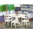 Pemberly Row 7-Piece Wood Kitchen Set with Cross-Back Chairs in Linen White
