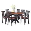 Pemberly Row 7-Piece Wood Dining Set with Oval Table in Black/Cherry