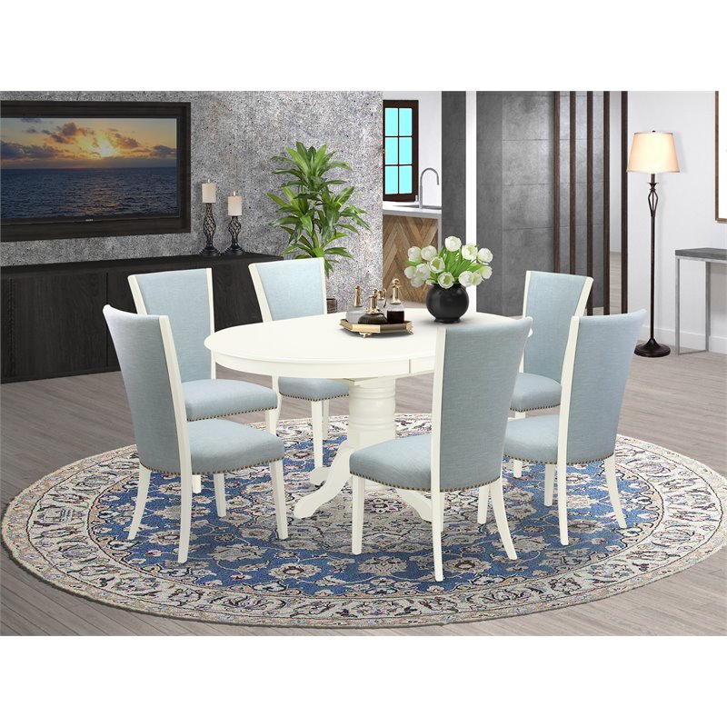 Pemberly Row 7-Piece Wood Dining Set with Linen White Finish