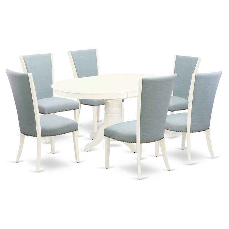 Pemberly Row 7-Piece Wood Dining Set with Linen White Finish
