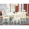 Pemberly Row 7-Piece Wood Dining Set with Butterfly Leaf in Linen White