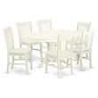 Pemberly Row 7-Piece Wood Dining Set with Butterfly Leaf in Linen White