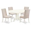 Pemberly Row 5-Piece Wooden Dining Set with Butterfly Leaf in Linen White