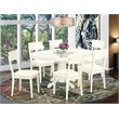 Pemberly Row 7-Piece Rubberwood Dining Set with Leather in Linen White