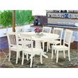 Pemberly Row 7-Piece Wood Dining Set with Slatted Chairs in Linen White