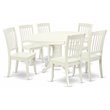 Pemberly Row 7-Piece Wood Dining Set with Slatted Chairs in Linen White